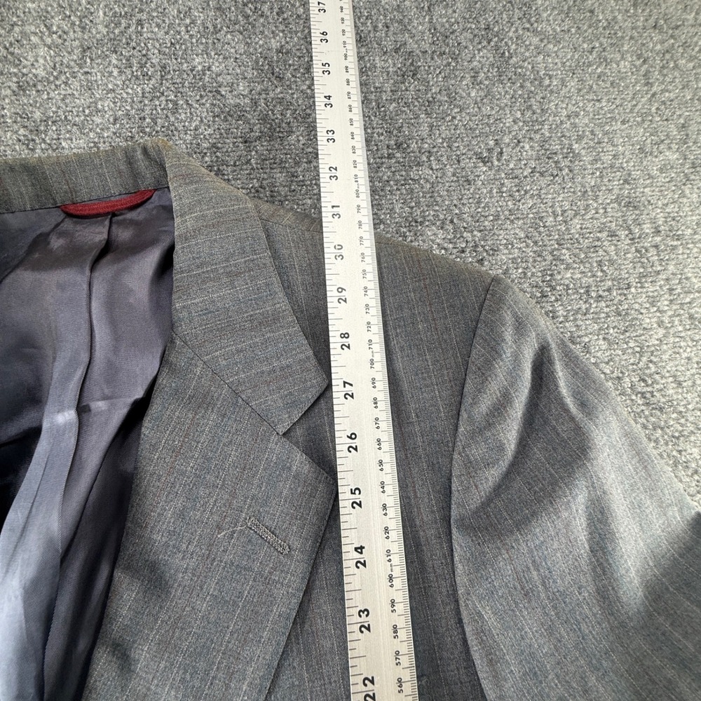Vintage Mens Grey Pinstripe 2 Piece Suit Blazer and Trousers Set 35W 40R - Picture 4 of 11